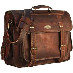 Premium Full Grain Leather Messenger Bag 18 Inch for Men